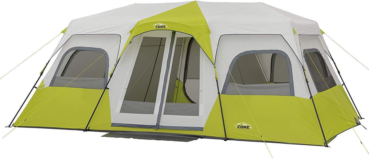 Green and Light Gray 12-Person 3-Room Cabin Tent with Carry Bag