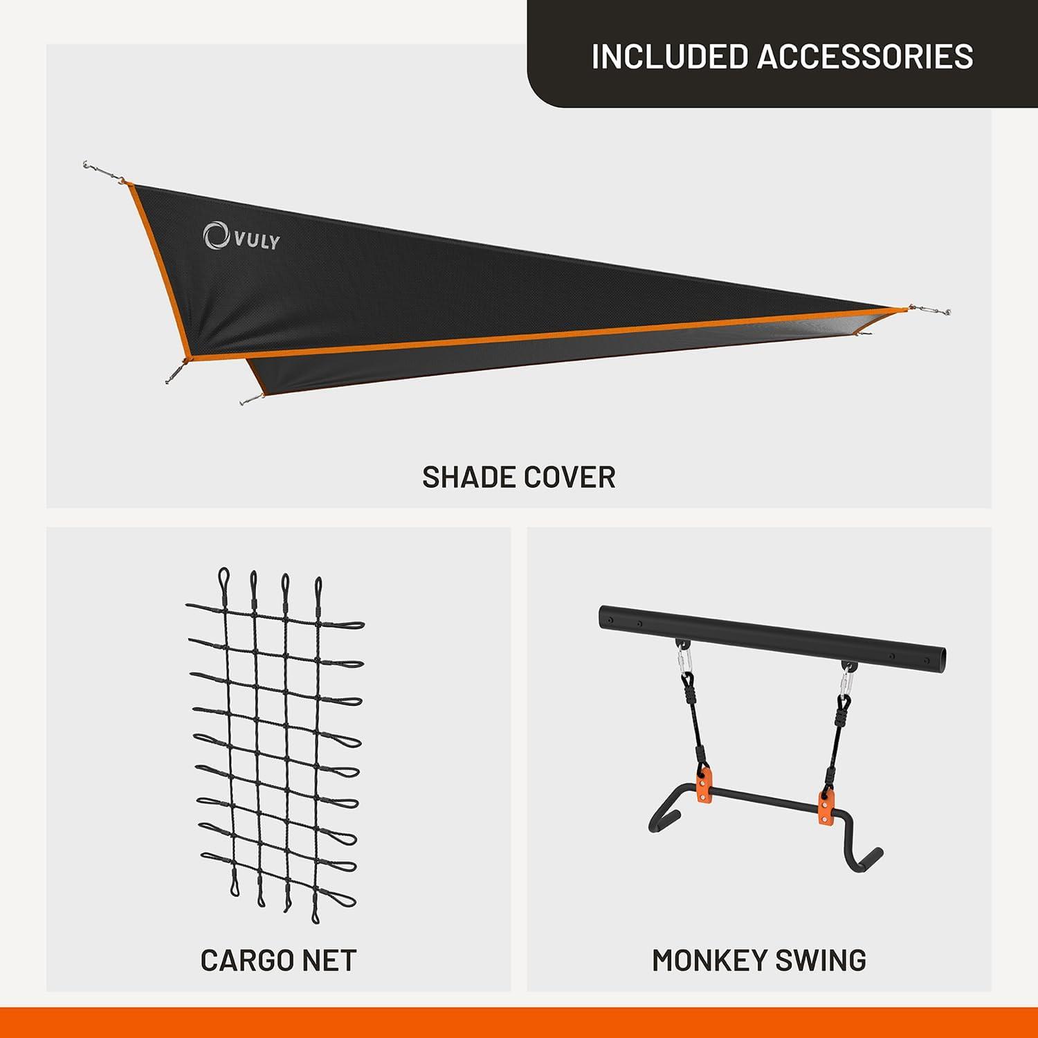 Vuly Adventure Quest Outdoor Play Monkey Bars & Jungle Gym with Net, Ladder, Swings & Shade Cover