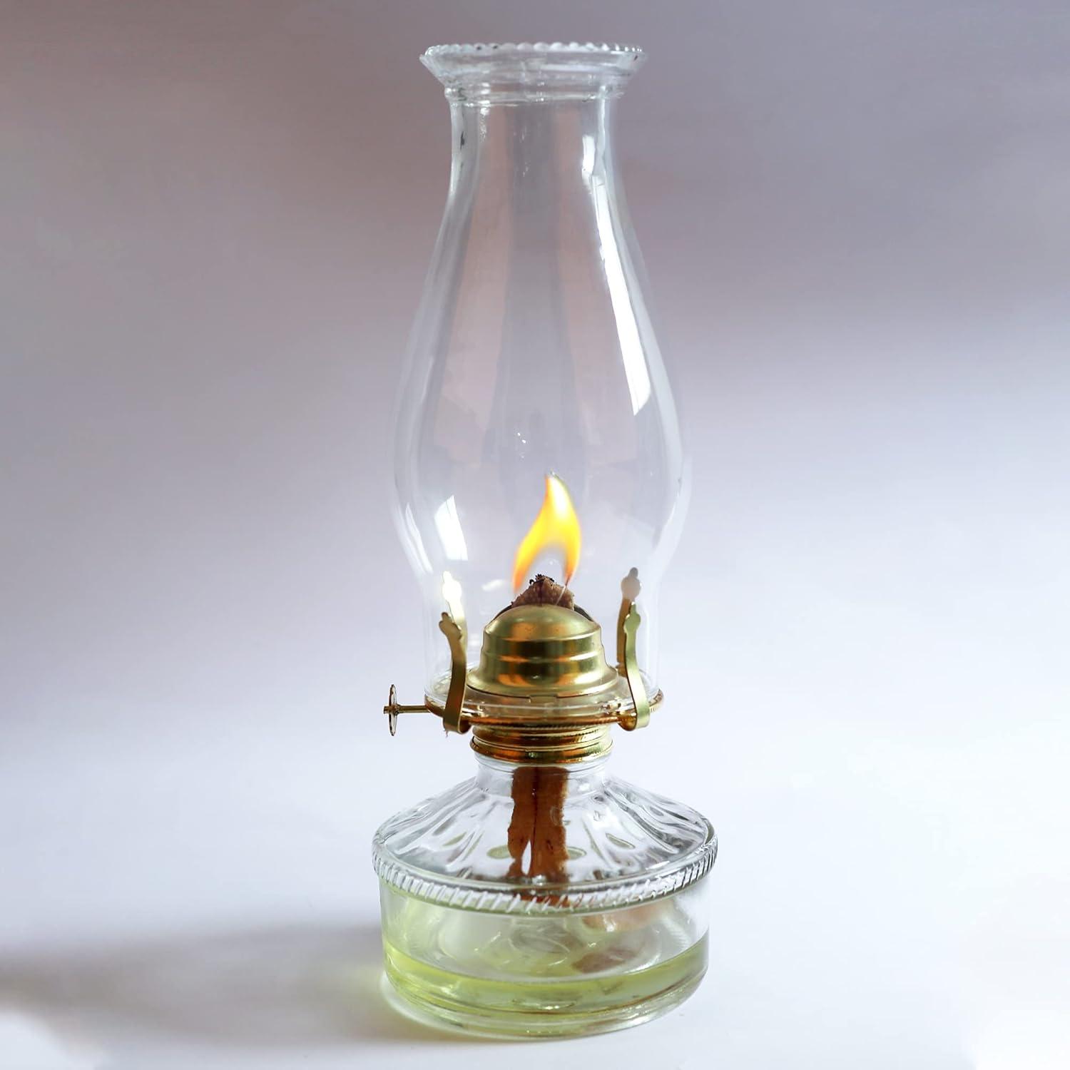 Oil Lamp Chimney Hurricane Lamp Glass Replacement Clear 3 Inch Base for Kerosene Lamp Shade(Flat Style 1P)