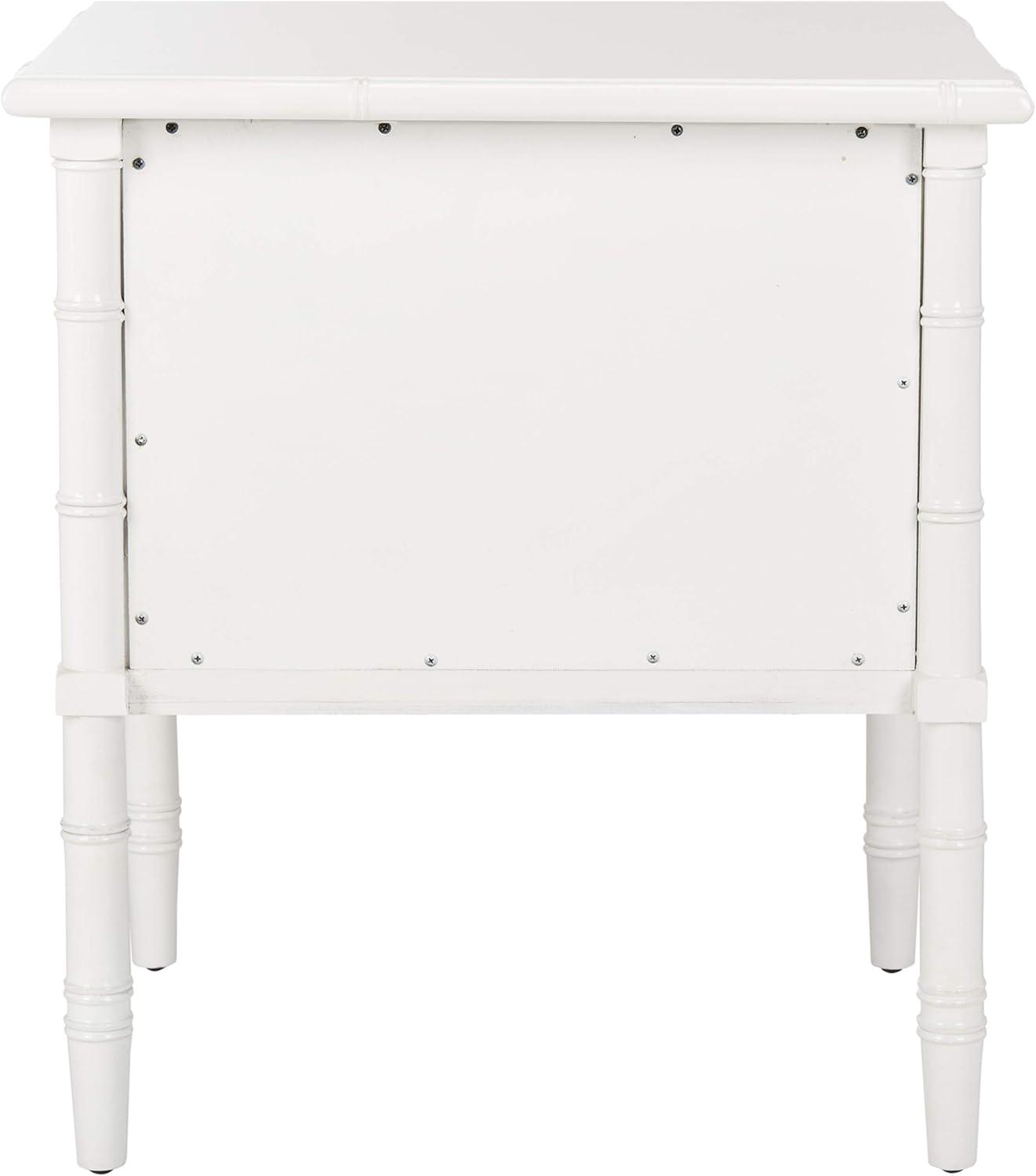 White Bamboo 2-Drawer 25" Transitional Nightstand