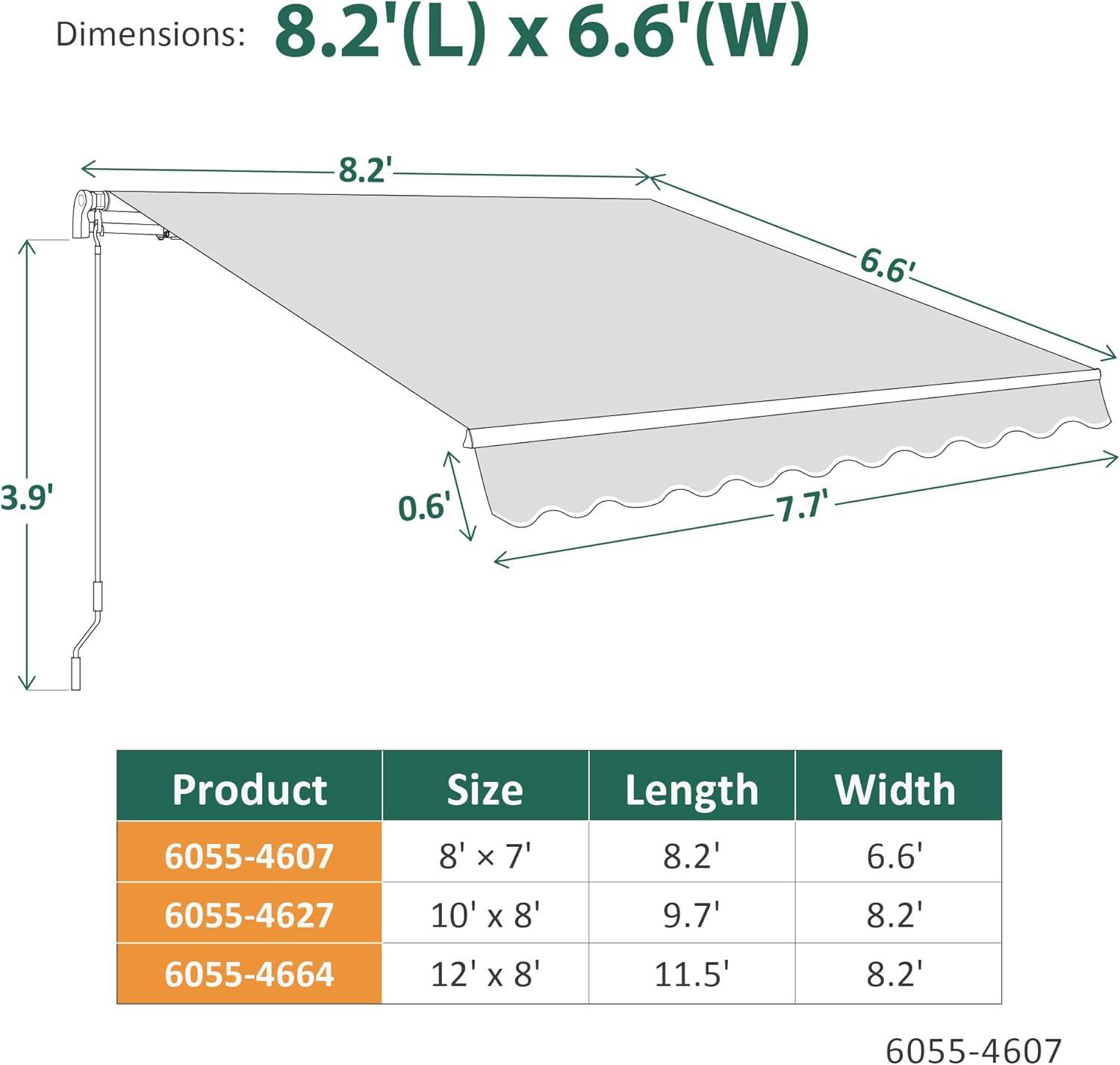 Macrout Patio Awning 8x7 Feet Sunshade Canopy for Manual Retractable Awnings, 4607 (Burgundy)