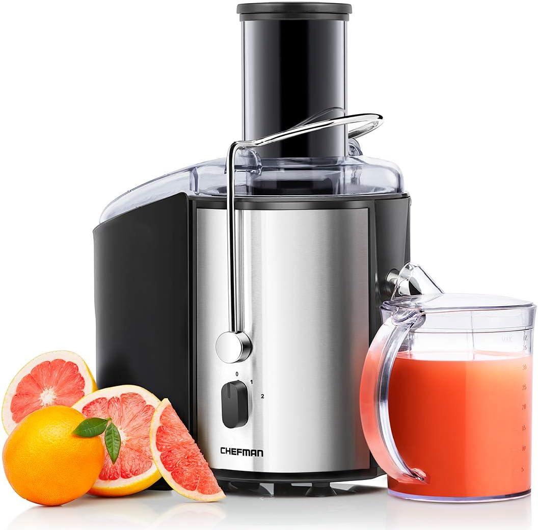 Chefman Stainless Steel Dual-Speed Electric Juicer with Extra-Wide Feeding Tube