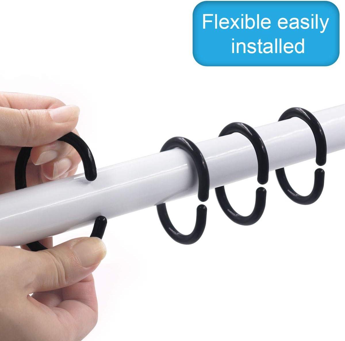 Evideco Solid Plastic Shower Curtain Hooks Rings (Set of 12)
