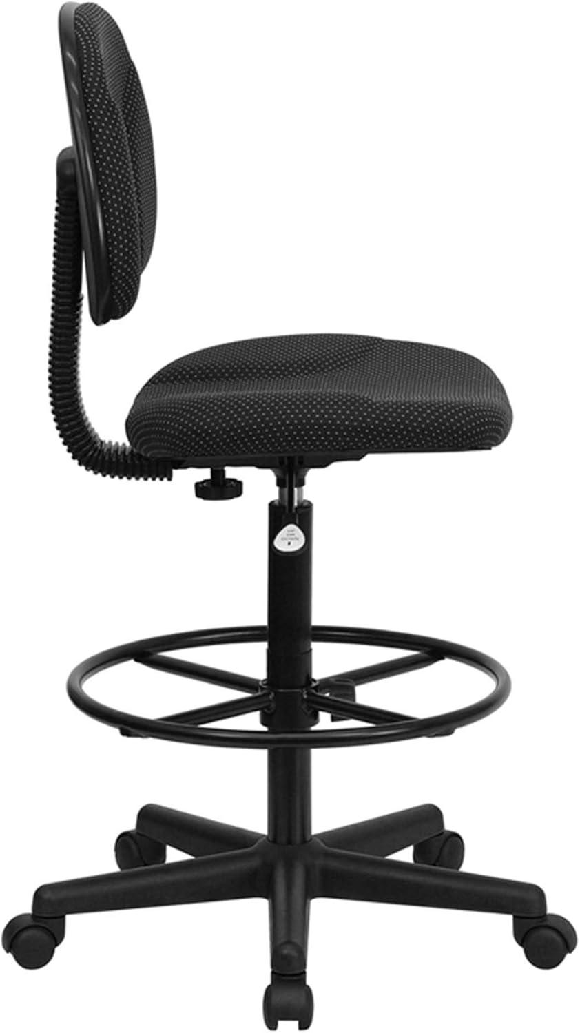 Black Adjustable Swivel Drafting Chair with Foot Ring