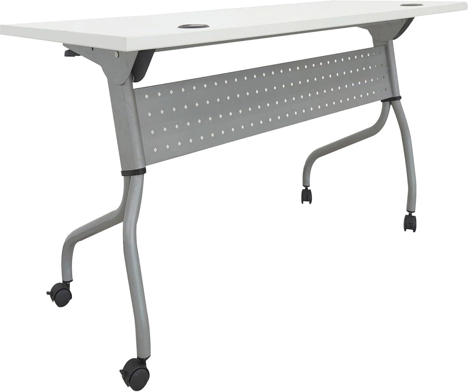 Rectangle 2 Person Flip Top Modular Training Table with Casters and Modesty Panel