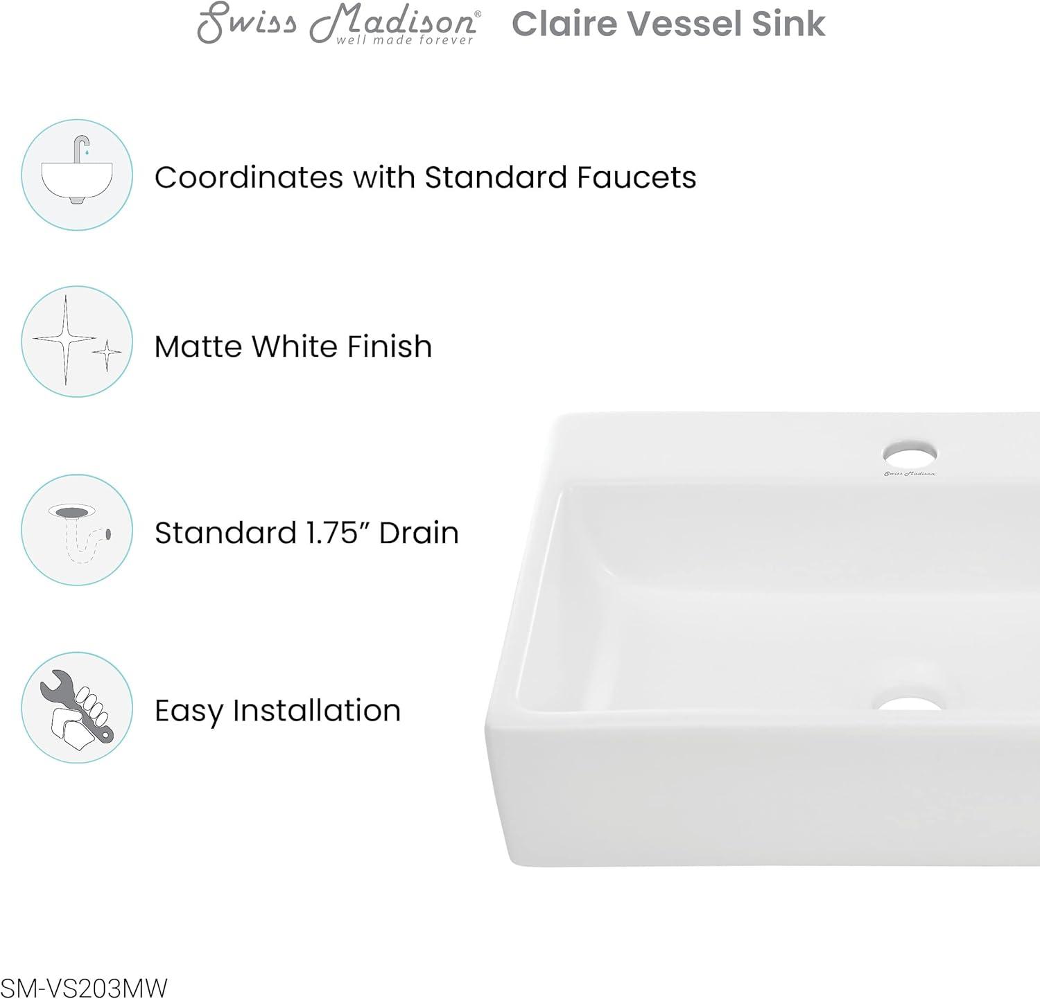 Claire 20 Rectangle Ceramic Vessel Sink