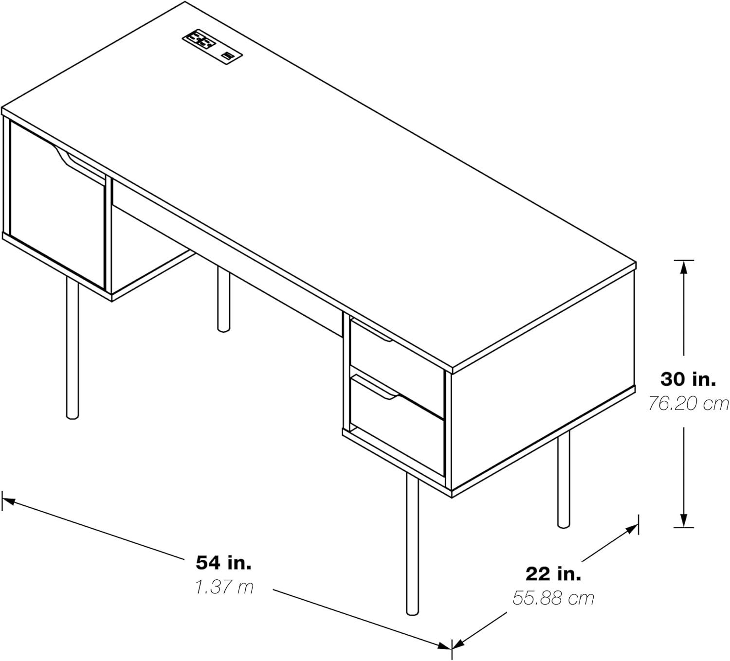 Denmark Engineered Wood Executive Desk with Power in Natural Finish