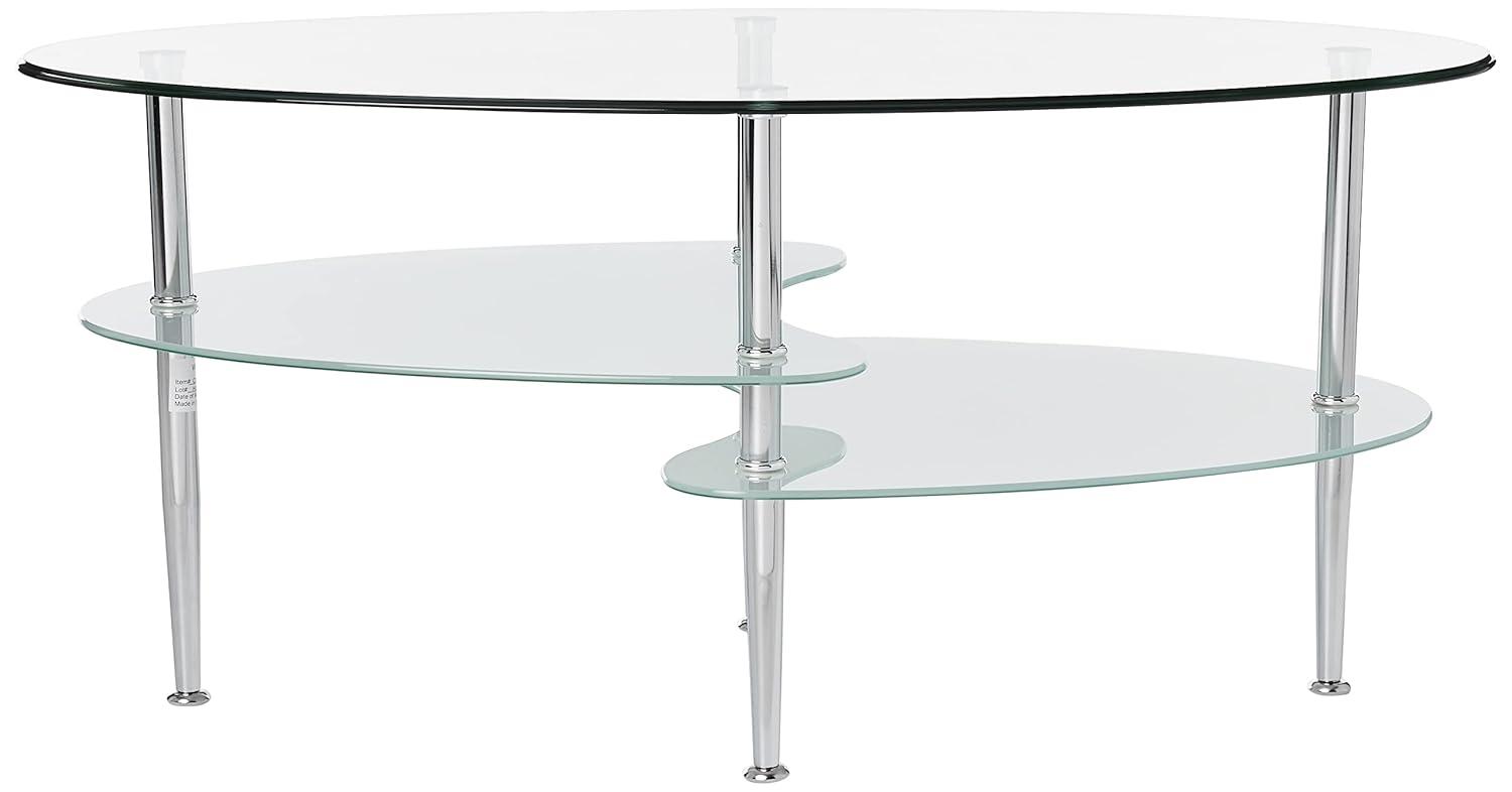 Walker Edison Mid-Century Modern Oval Glass Coffee Table