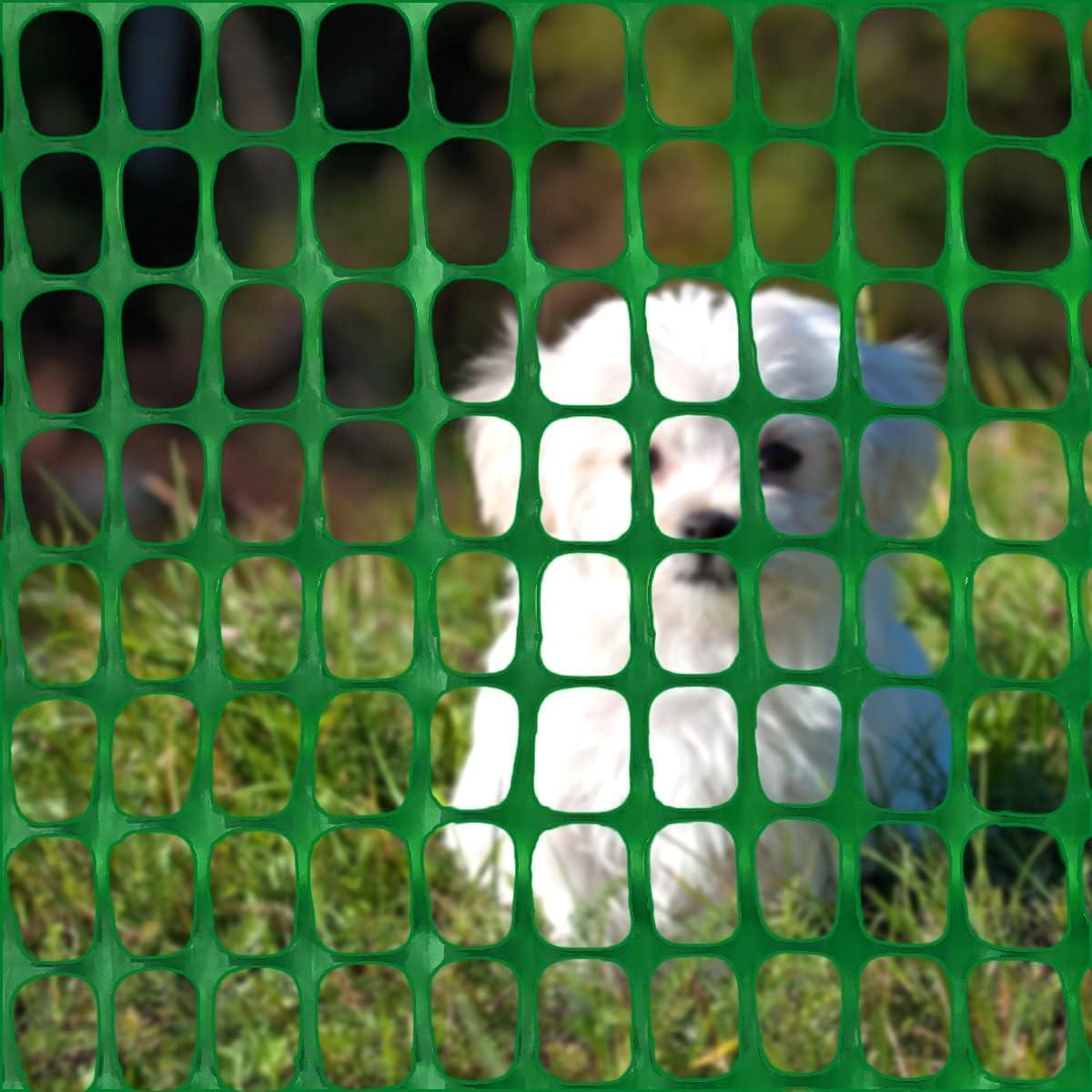 Ashman Plastic Mesh Fence, 4'x50' Feet, 1 Roll, Green, Construction Barrier Netting, Garden Fencing, Fences Wrap, Above Ground, for Snow, Poultry, Chicken, Deer, Patio, Garden Netting, Green 50FT.
