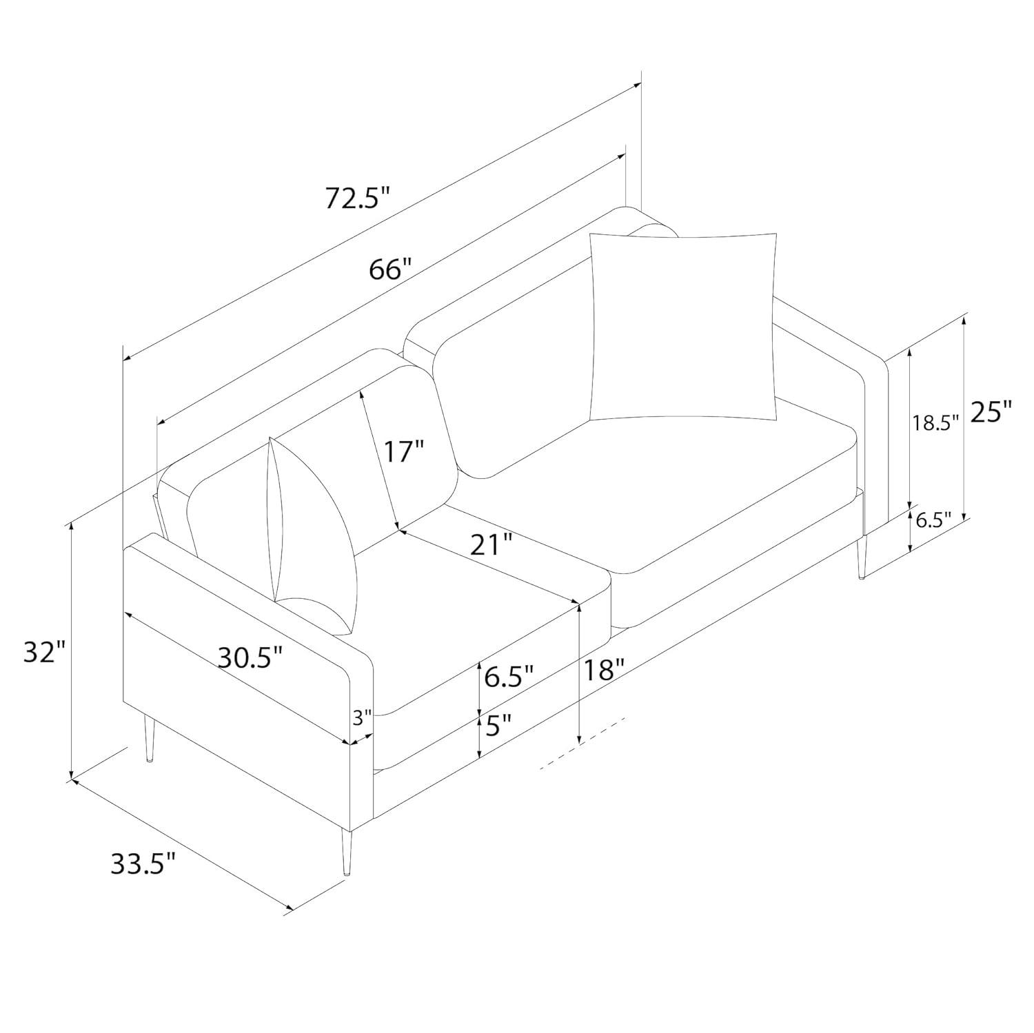 Highland 72" Square Arm Sofa
