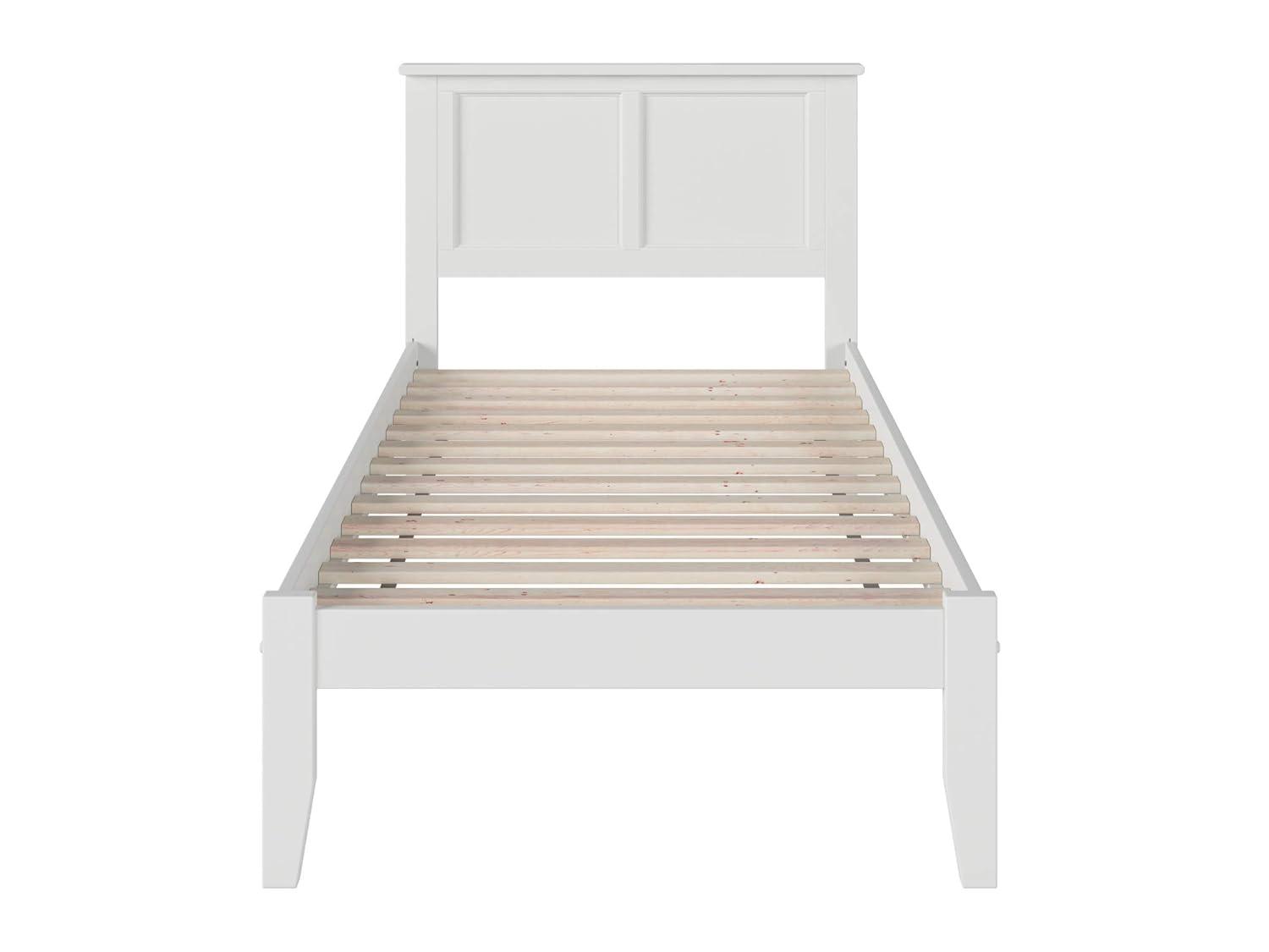 AFI Furnishings Madison Twin Platform Bed with Open Footboard and Turbo Charger in White