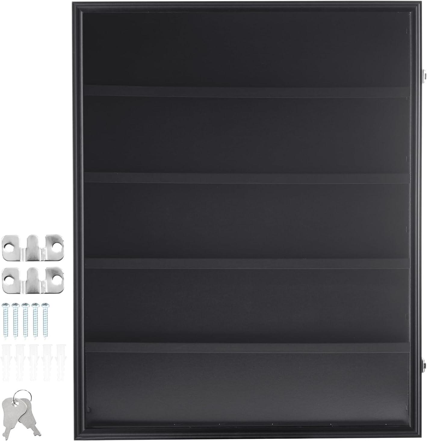 Matte Black Lockable Wall Mounted Sports Card Display Case