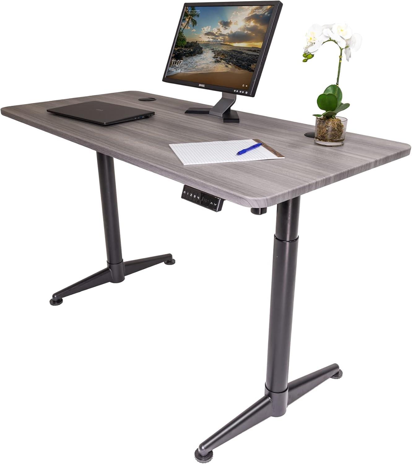 Rustic Grey 60" Electric Adjustable Standing Desk with Memory Control