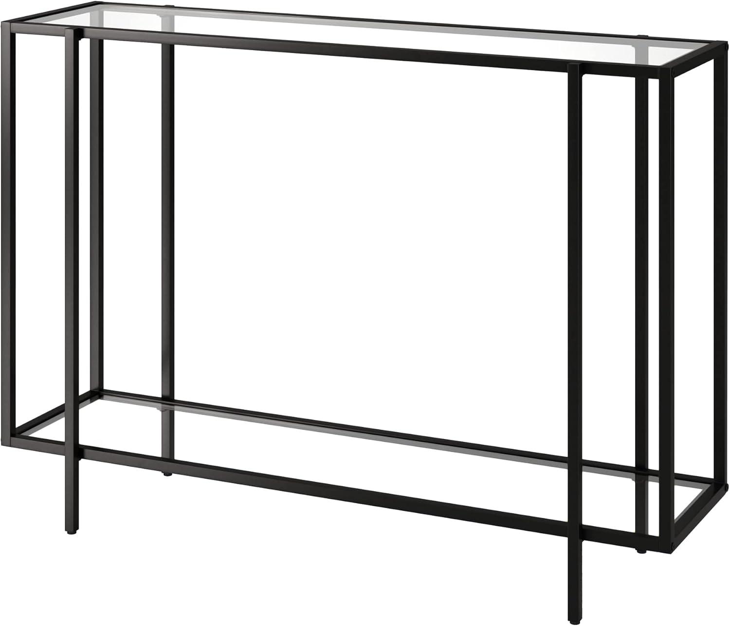 Evelyn&Zoe Vireo 45" Wide Rectangular Coffee Table with Metal Shelf in Blackened Bronze