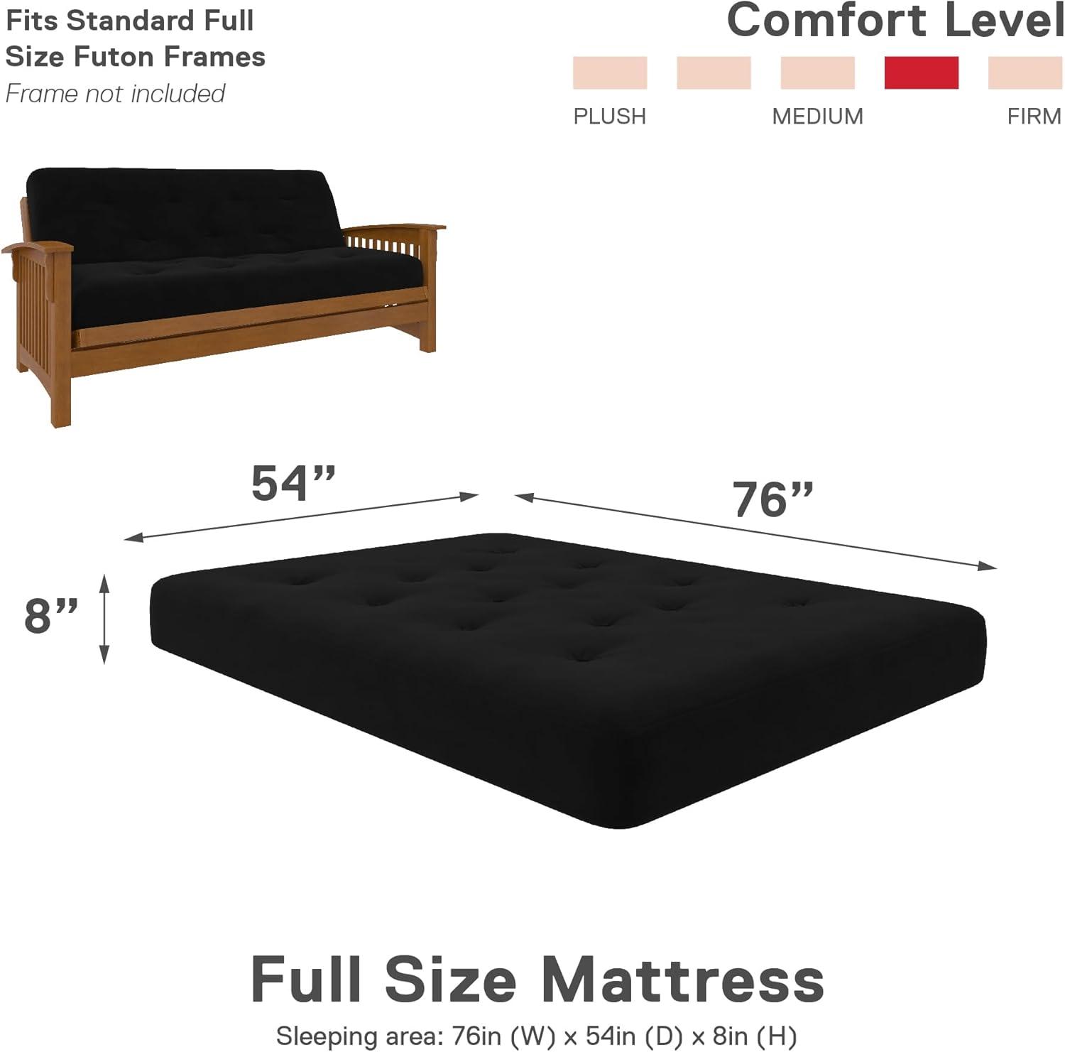 Signature Sleep Trule 8" Independently Encased Coil (Pocket) Futon Mattress, Polyester Linen, Full, True Black