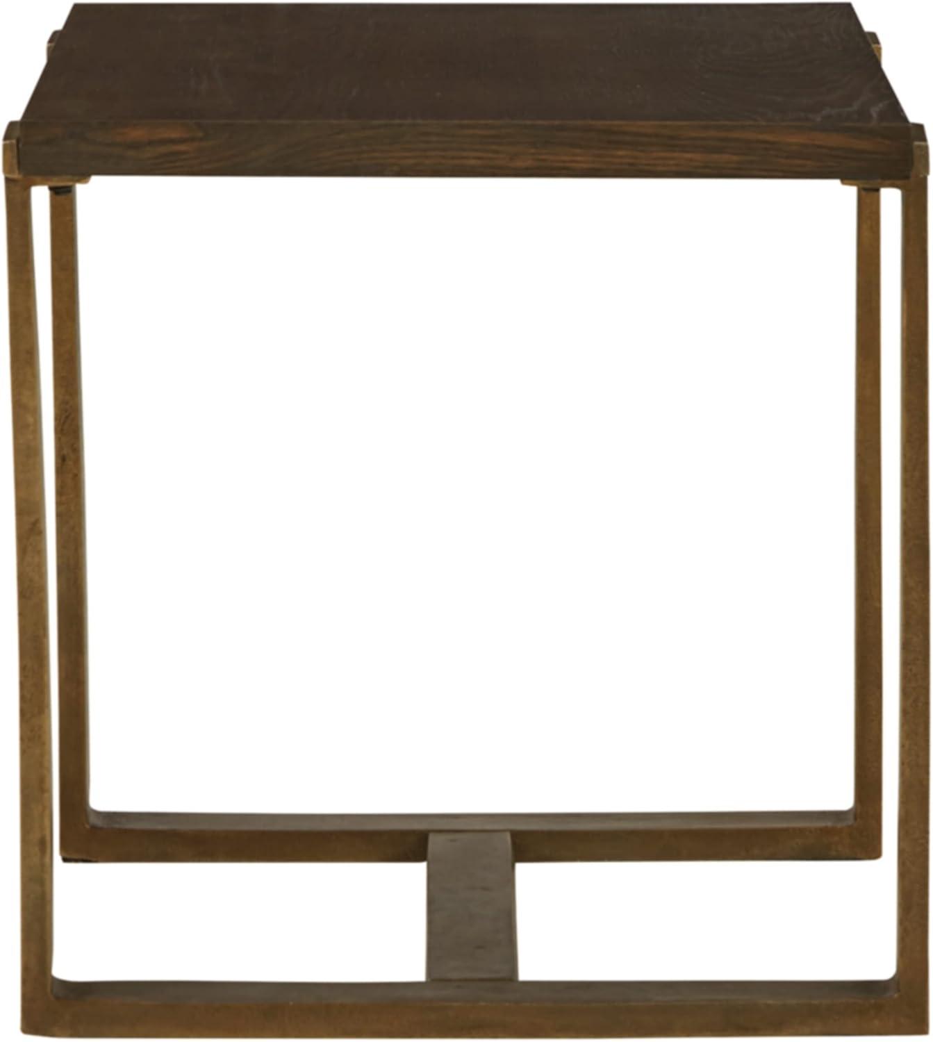 Balintmore Contemporary 22" Rectangular End Table in Brown and Gold