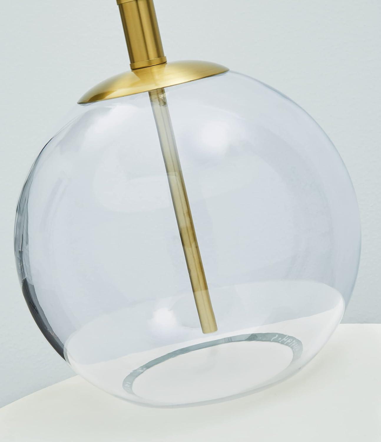 Signature Design by Ashley Samder Table Lamp Clear/Brass: Elegant Lighting for Nightstands, 3-Way Switch