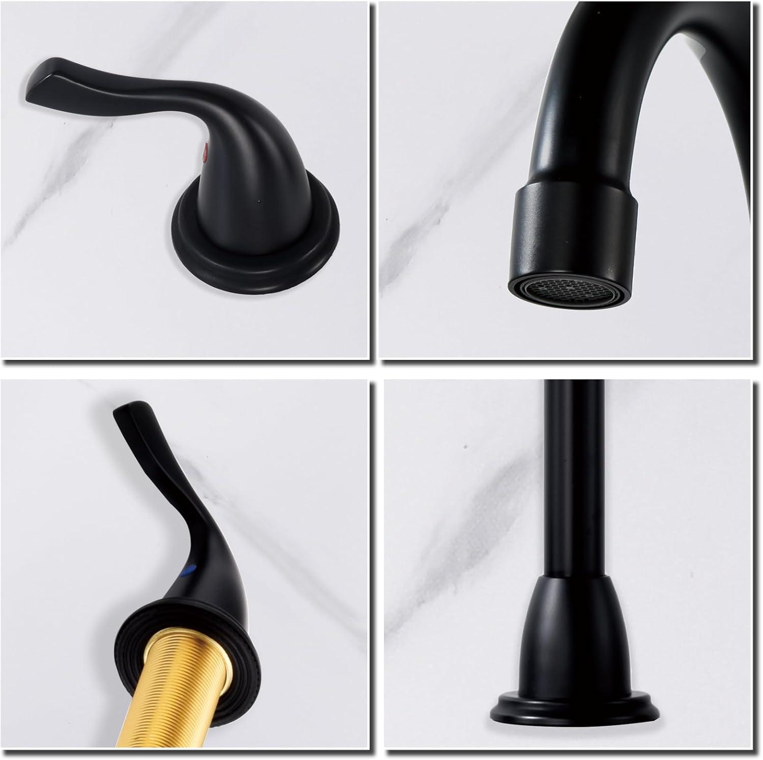 Matte Black 8-Inch Widespread Double Handle Bathroom Faucet