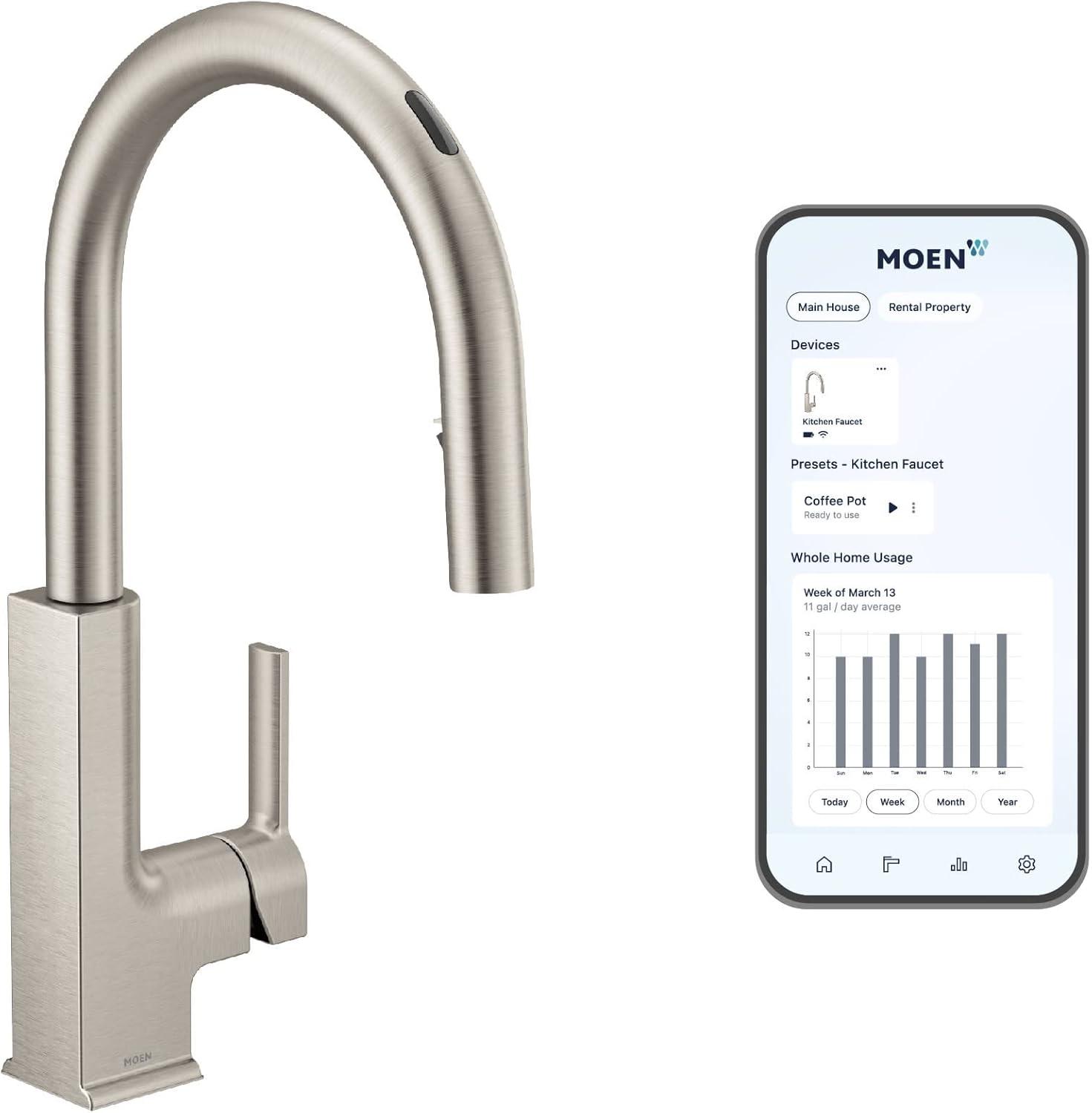 Moen STo Smart Touchless Single Handle Kitchen Faucet with Wave and Accessories S72308EVSRS