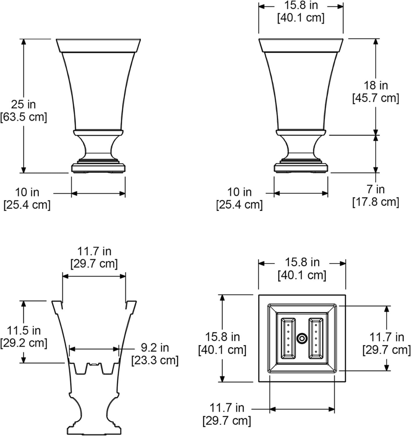 Vienna 26" Espresso Polyethylene Tall Urn Planter