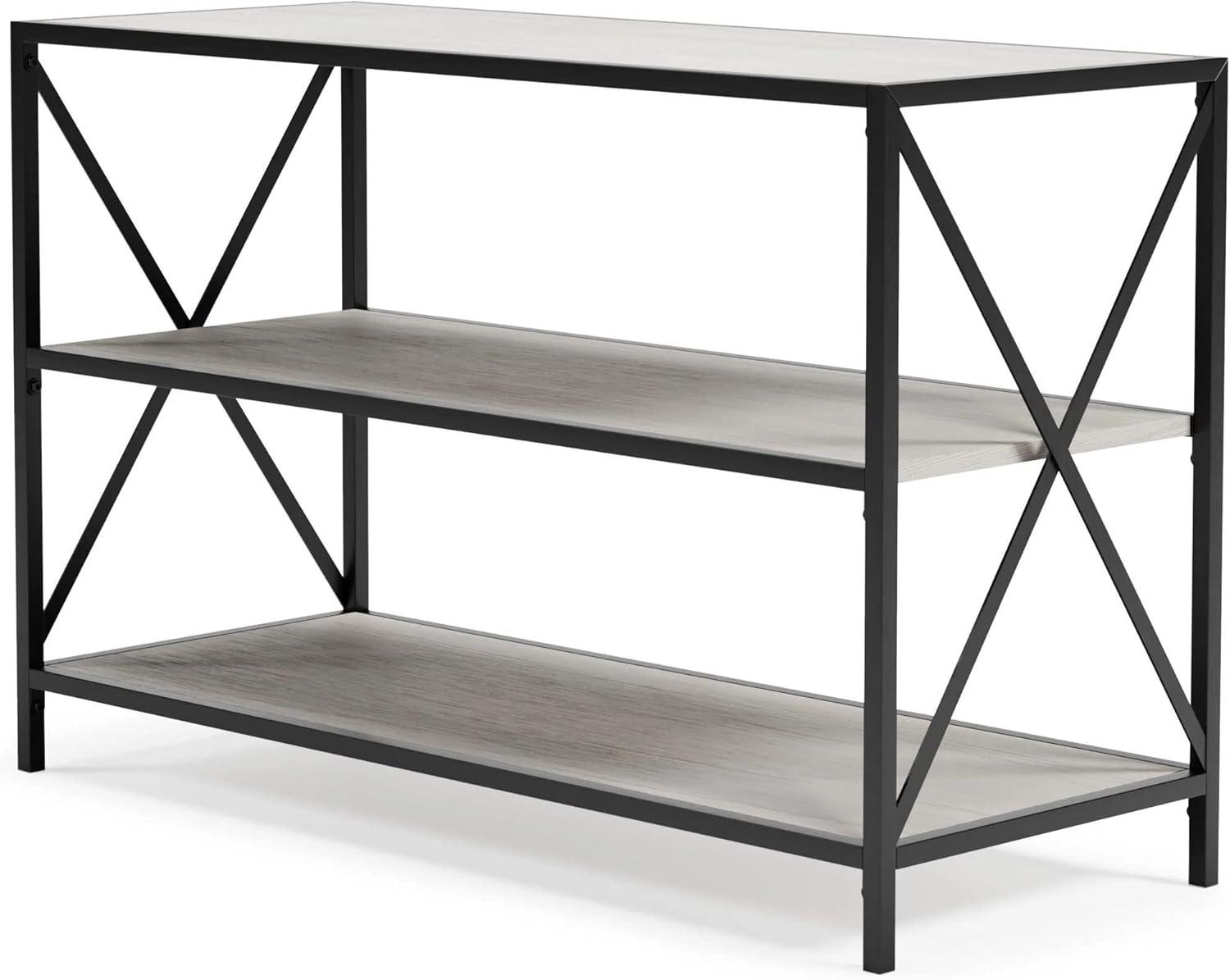 Transitional Urban Farmhouse 42'' White & Black Adjustable Bookcase