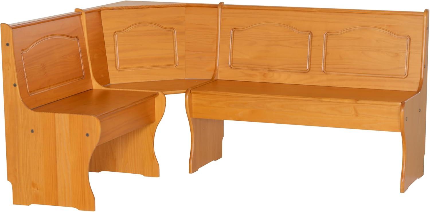 Chelsea Traditional Wood Farmhouse Breakfast Nook Corner Unit Honey - Linon