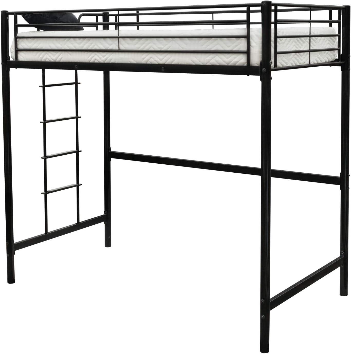 Metal Twin Loft Bunk Bed in Black