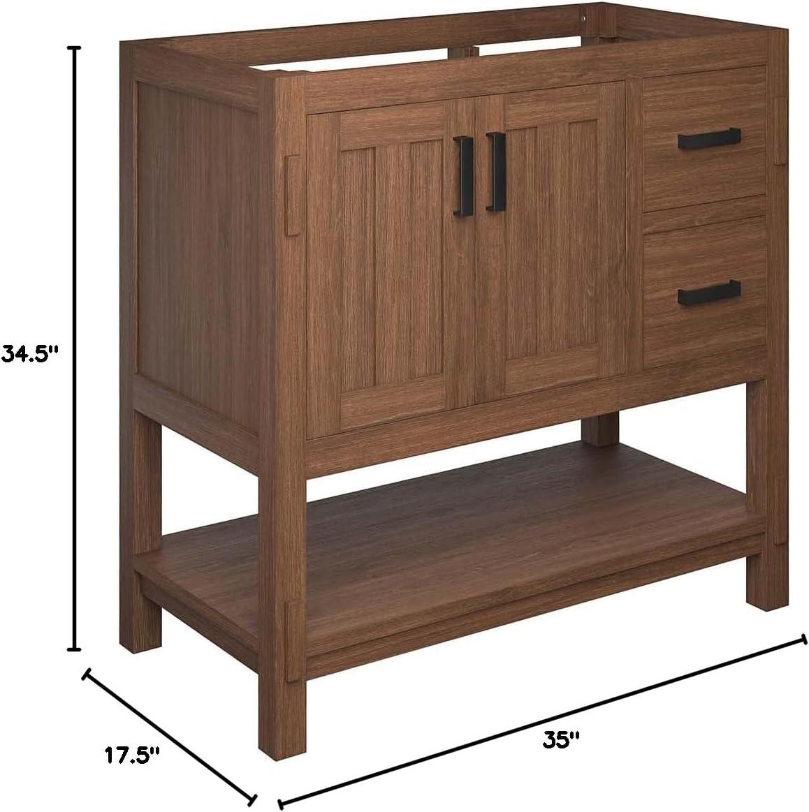 Modway Ashlyn 36” Wood Bathroom Vanity Cabinet (Sink Basin Not Included) in Walnut