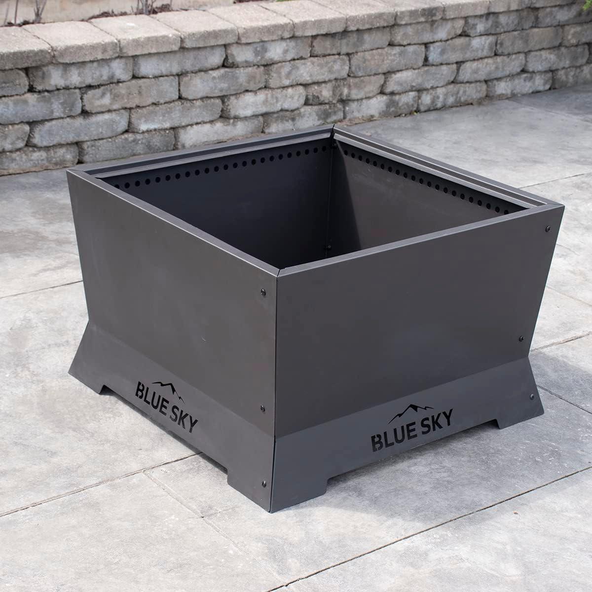 Blue Sky 28" Black Steel Smokeless Square Fire Pit