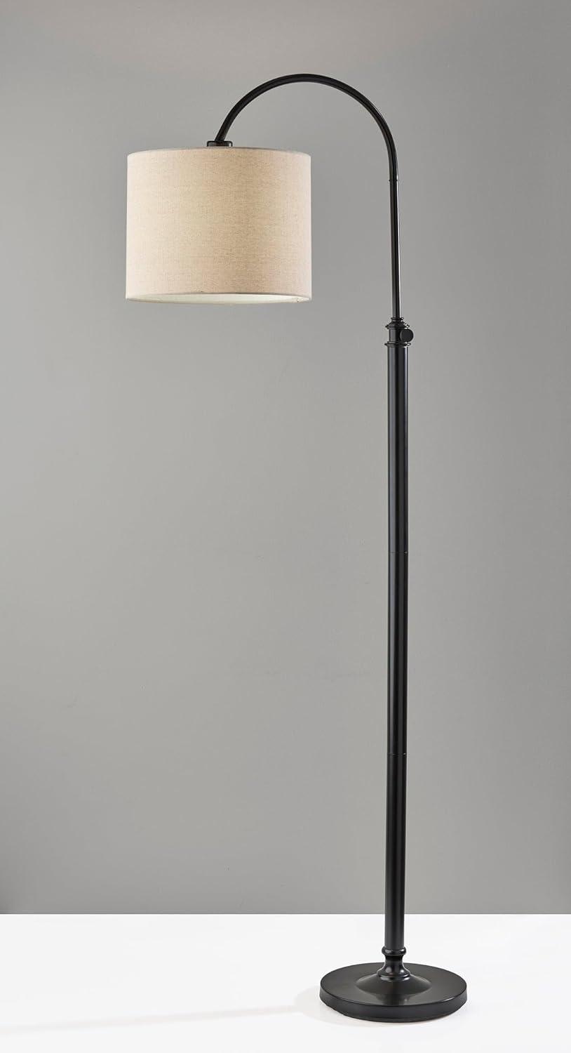 Adesso Barton Task Floor Lamp Antique Bronze: ETL Listed, Polyester Shade, Metal Body, Rotary Switch