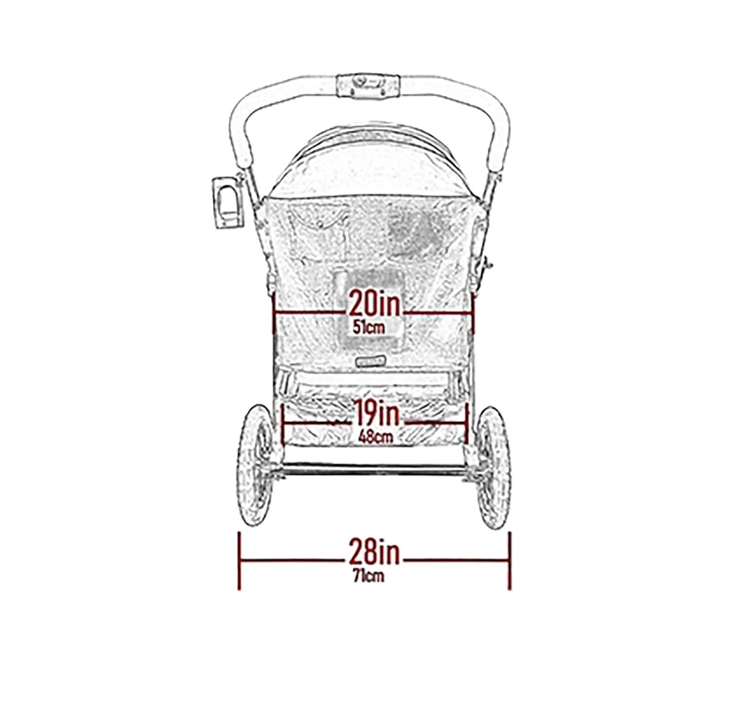 Ecru Double Pet Stroller with Gel-Filled Tires