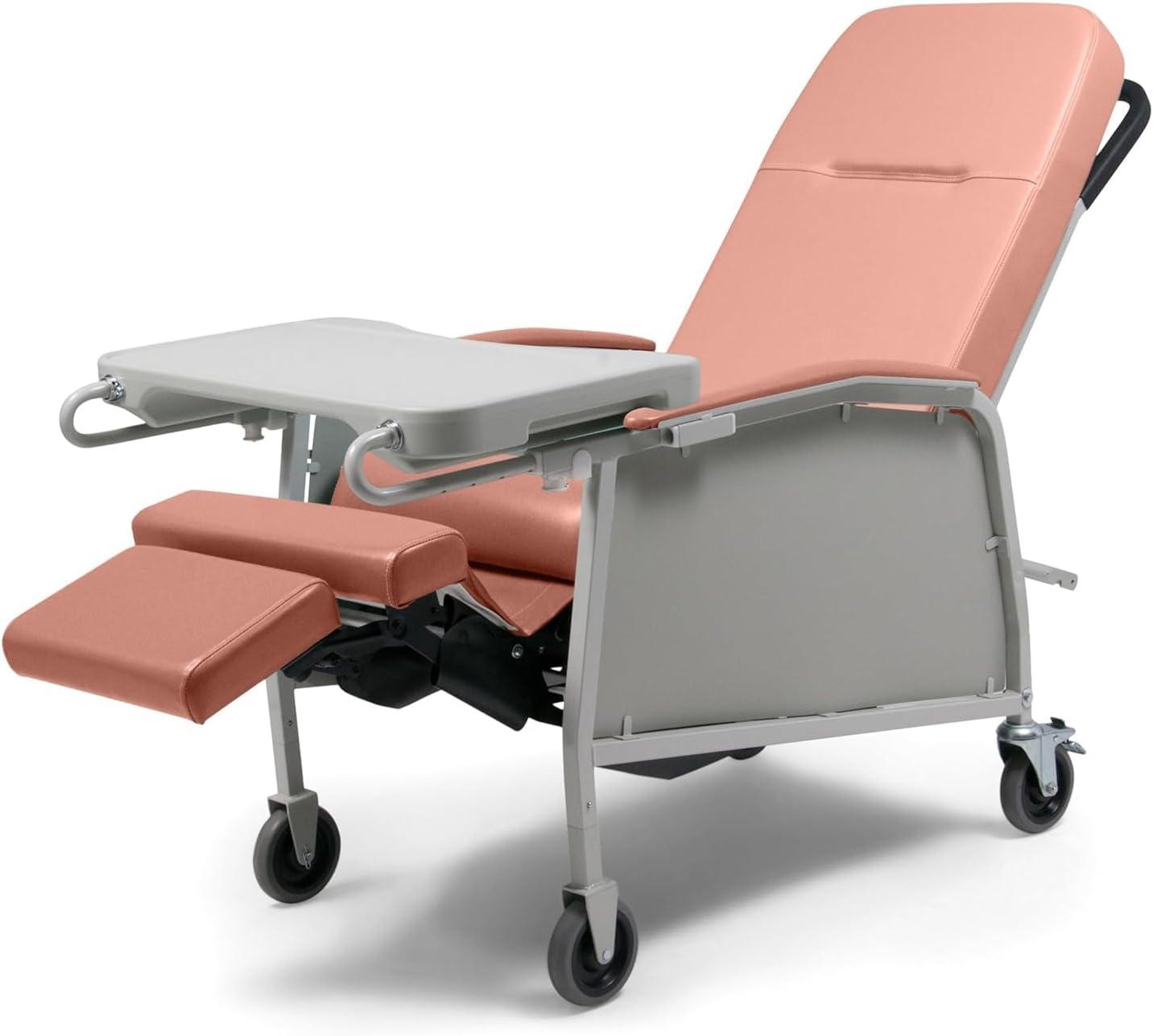 Lumex Three Position Recliner Rosewood & Alloy Steel, Caster with Wheel Lock