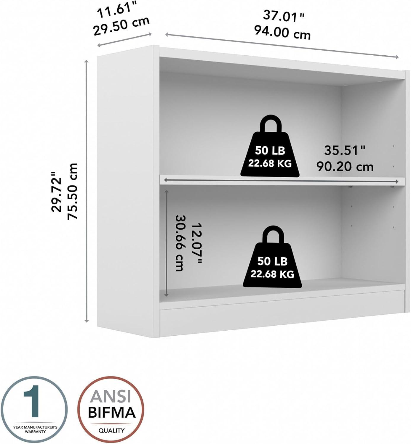 Bush Furniture Universal 5 Shelf Wood Bookcase in Pure White