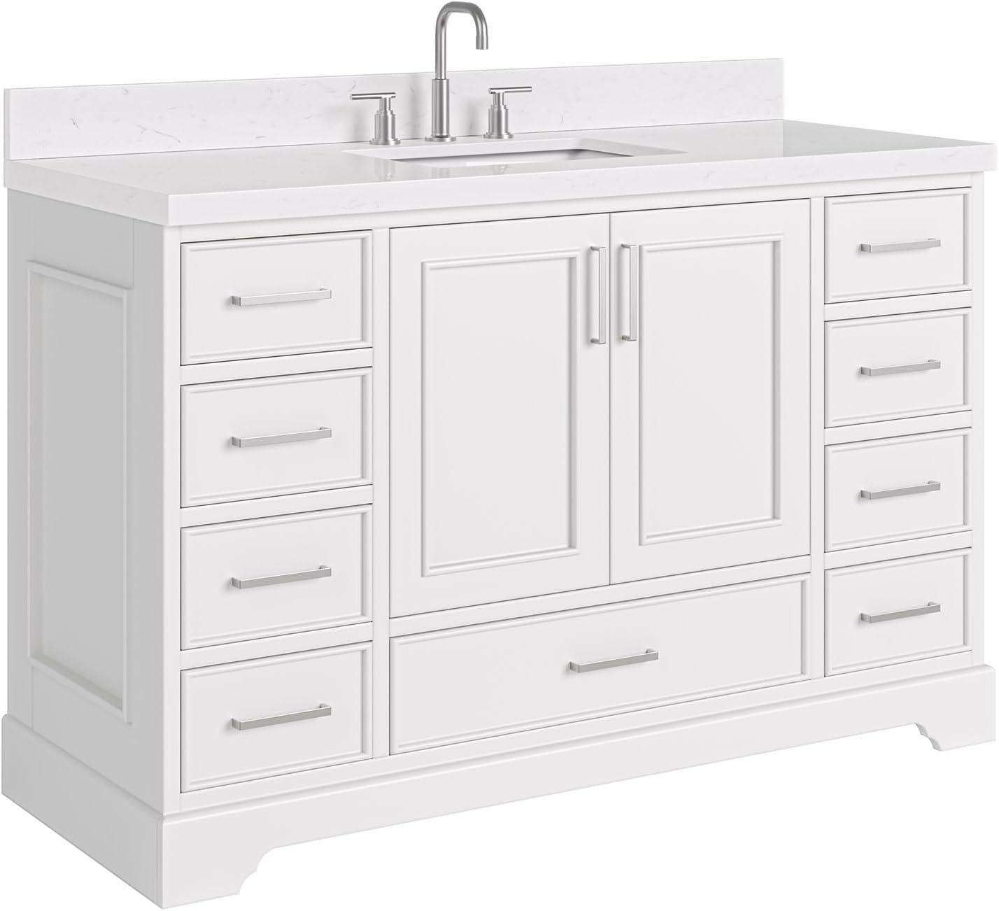 Stafford 54.25'' Single Bathroom Vanity with Carrara Marble Top