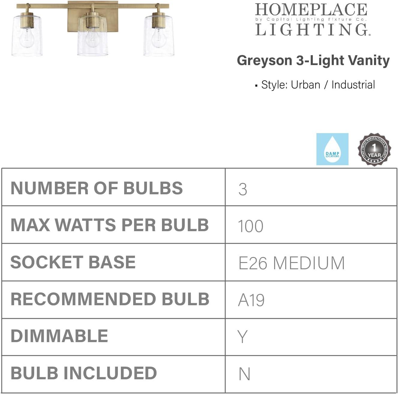 Capital Lighting 128531-449 Greyson 3 Light 25" Wide Bathroom Vanity Light - Brass