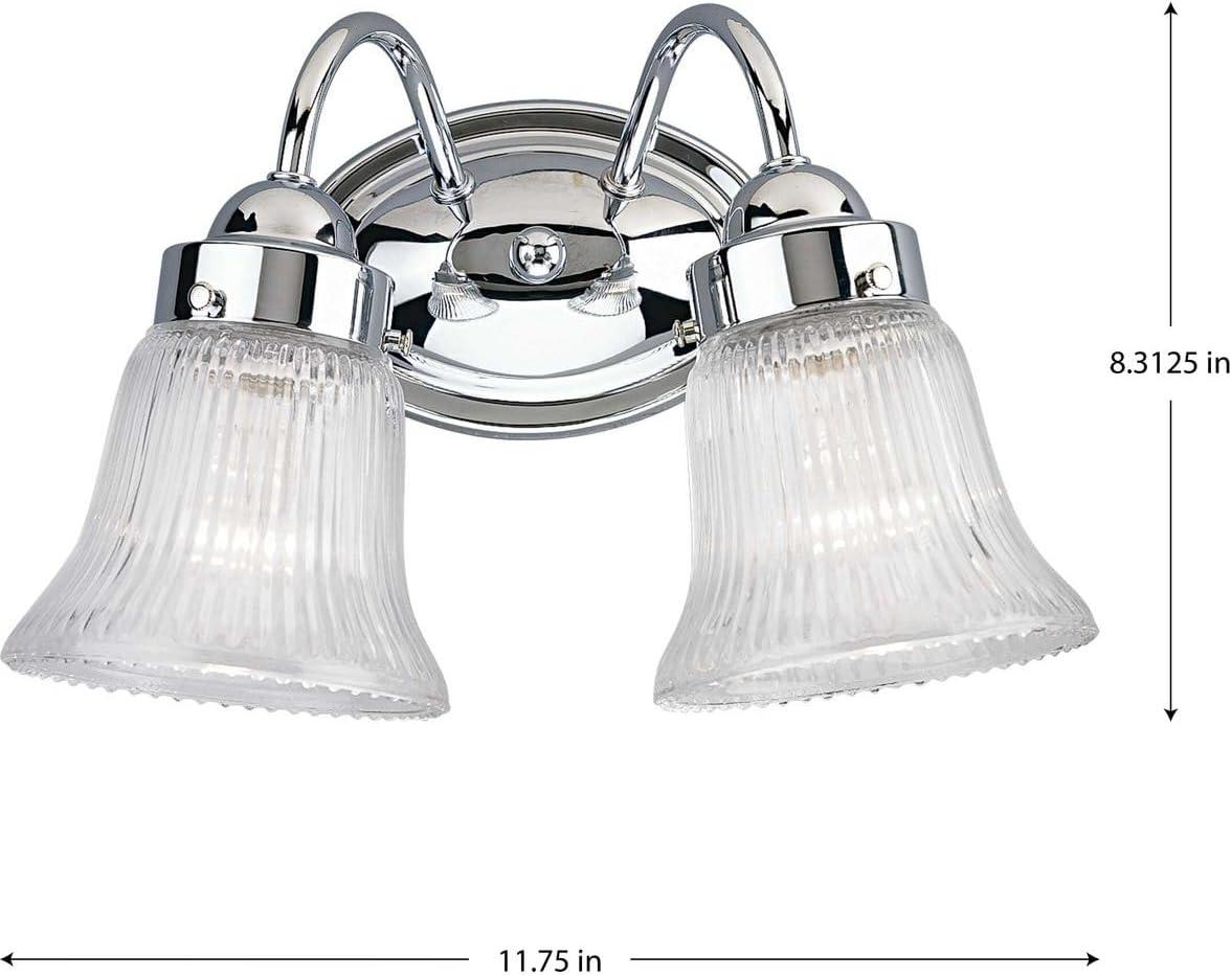 Progress Lighting, Bratenahl, 2-Light, Bath & Vanity, Polished Chrome, Fluted Glass