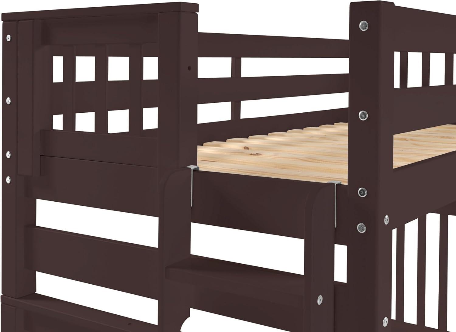 Bedz King Bunk Beds Twin over Full Mission Style with End Ladder and a Full Trundle, Dark Cherry