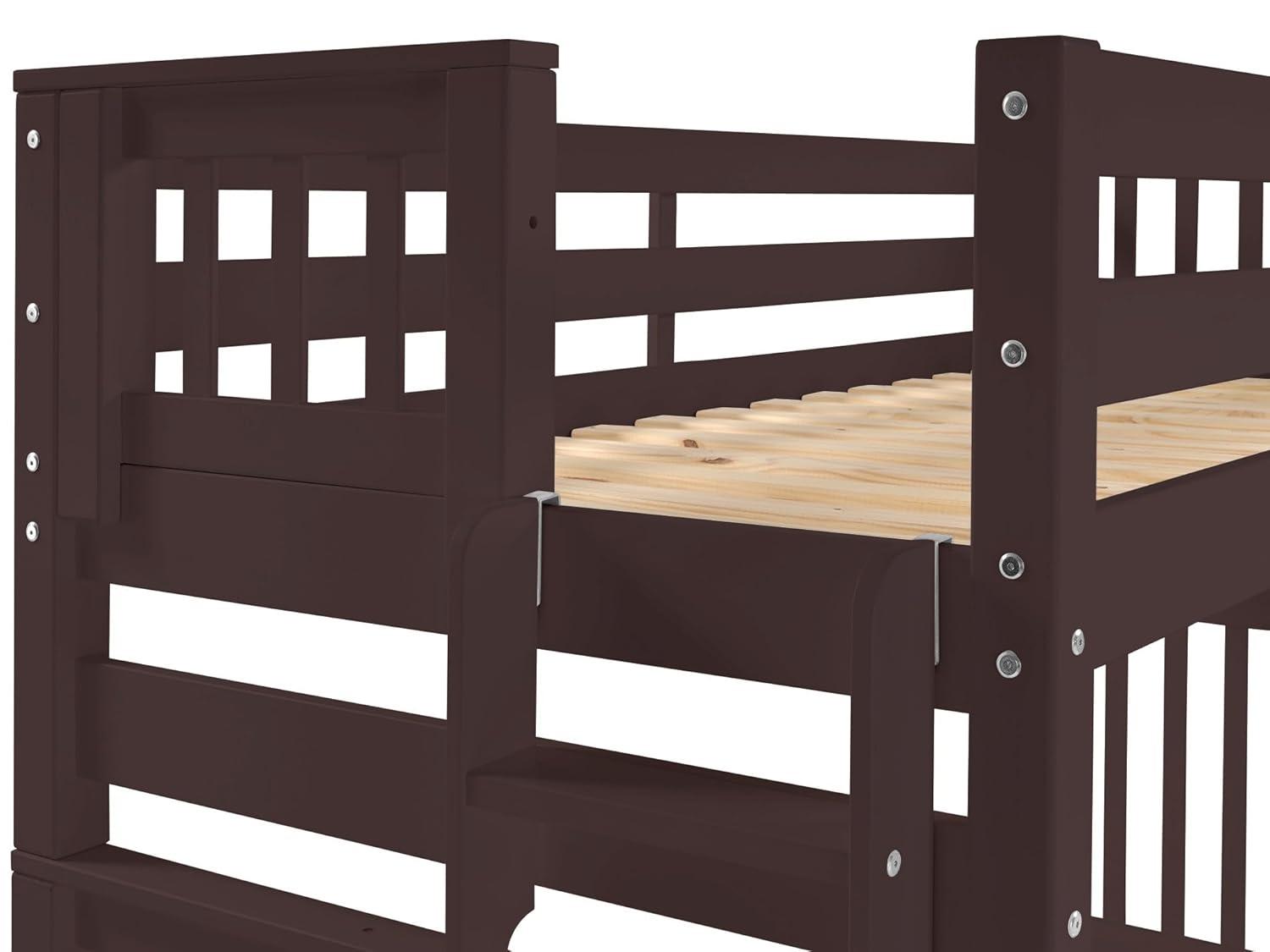 Bedz King Bunk Beds Twin over Full Mission Style with End Ladder and a Full Trundle, Dark Cherry