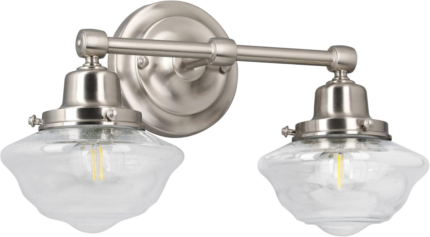 Design House Schoolhouse Wall Light in Satin Nickel, 2-Light