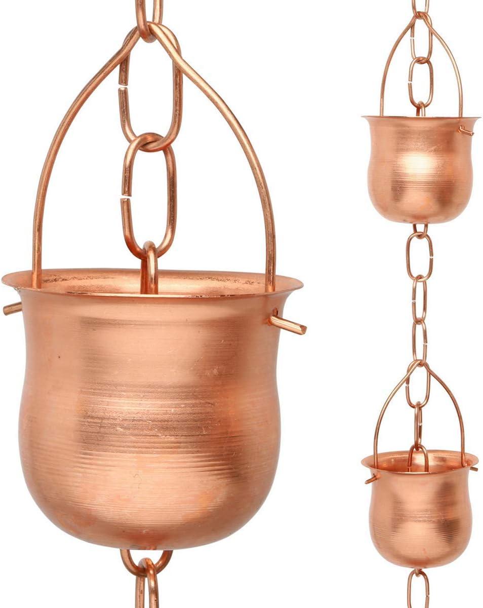 Marrgon Marrgon Copper Rain Chain with Pot Style Cups for Gutter Downspout Replacement