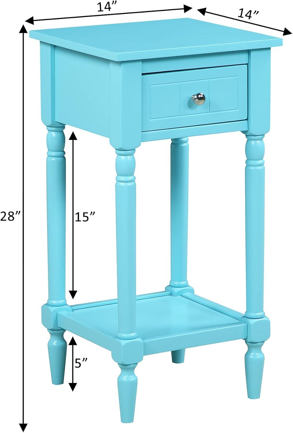 Convenience Concepts French Country Khloe 1 Drawer Accent Table with Shelf, Sky Blue