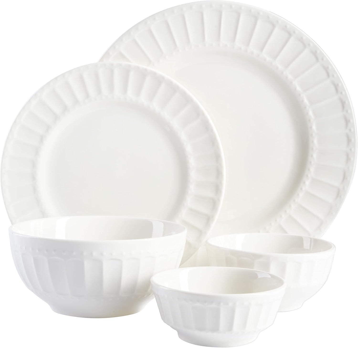 Gibson Home Gracious Dining Gourmet Expressions 40 Piece Embossed Porcelain Dinnerware Set