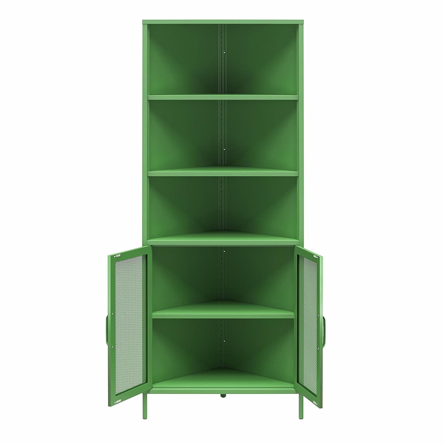 Novogratz Channing Corner Storage Cabinet with 2 Doors, Parchment