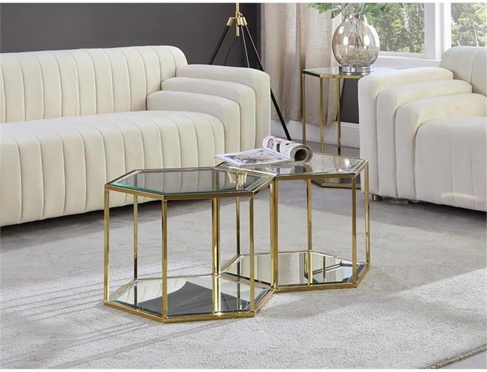 Meridian Furniture Sei Modular Stainless Steel and Glass 2 Piece Coffee Table