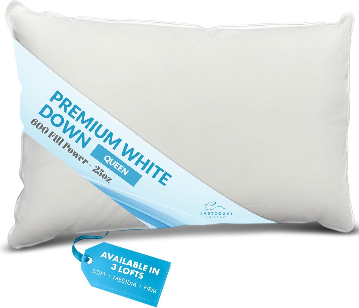 East Coast Bedding Medium Elite Premium Down Dream 600 Fill Power Pillow Pack of 1