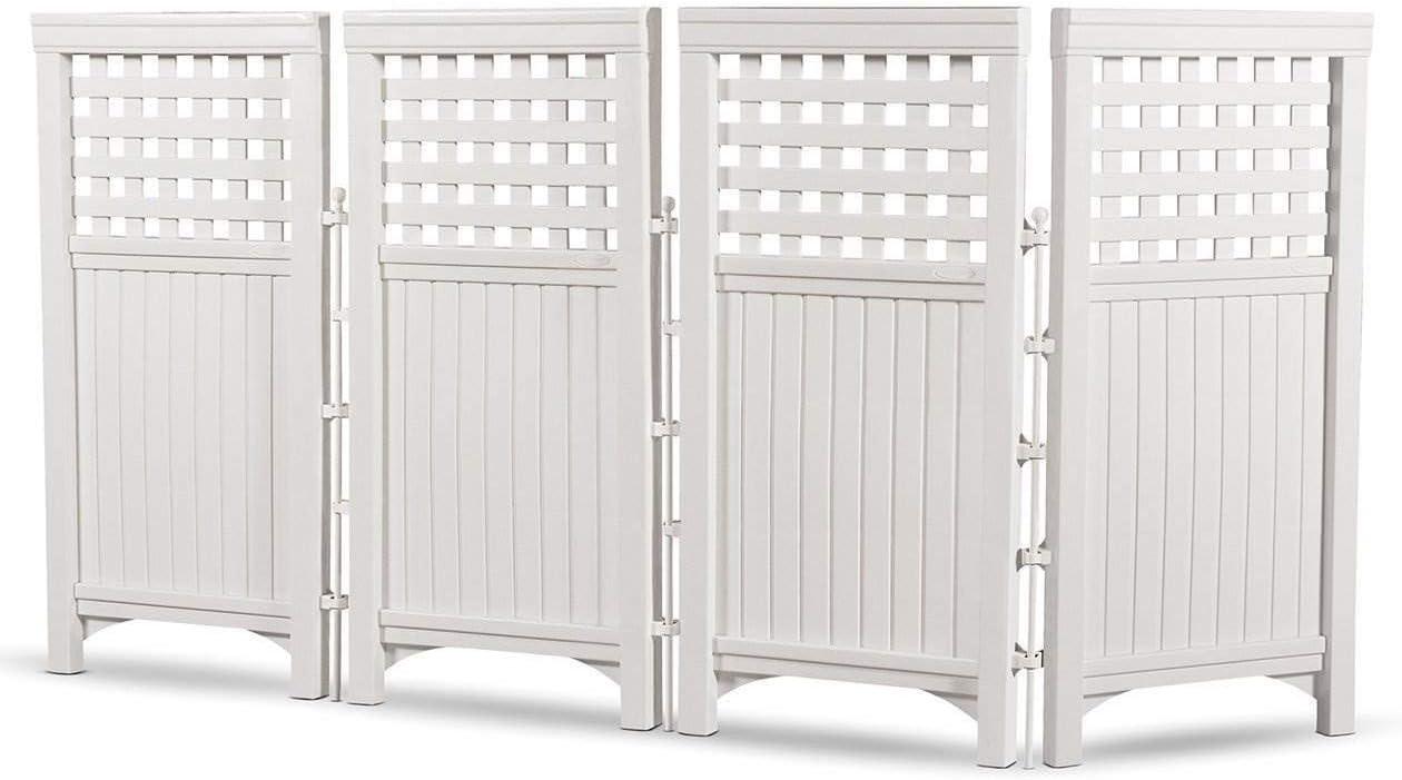 Suncast FS4423D Outdoor Patio 4 Panel Screen Enclosure Gated Fence, Plastic, White, 44 in H x 24 in D