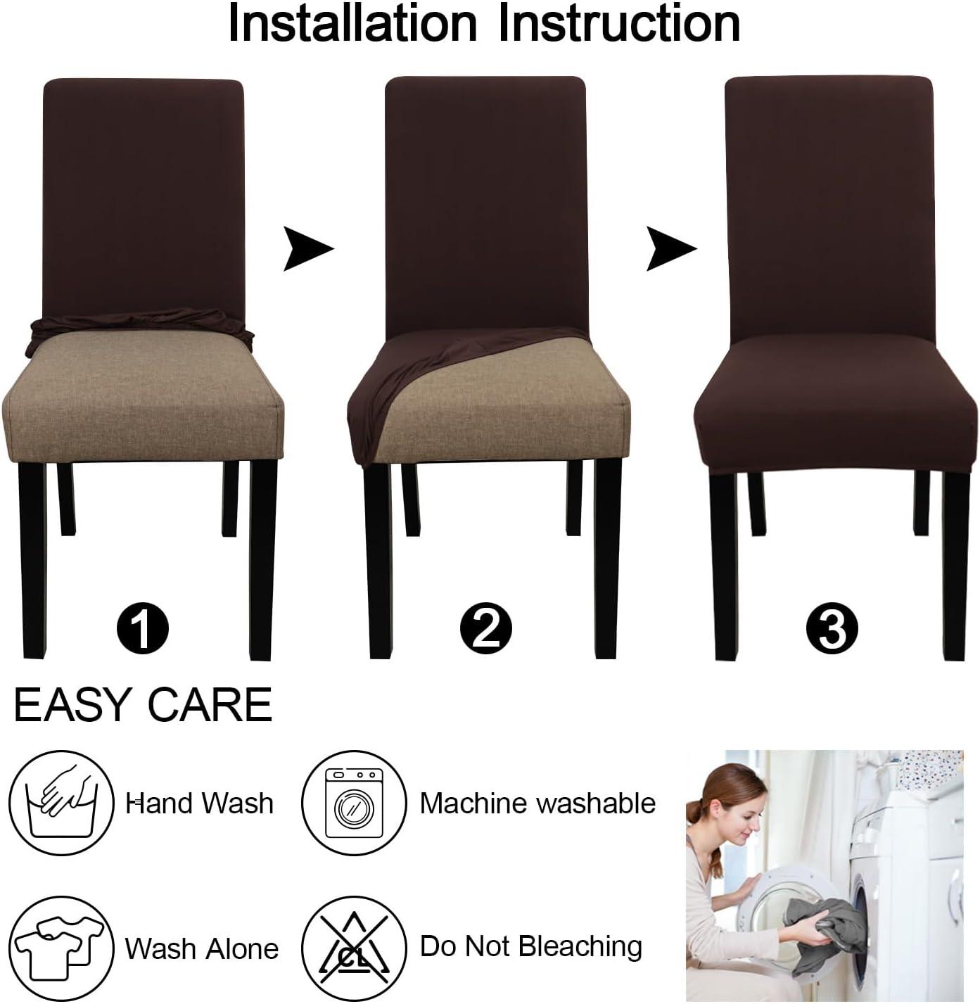 Dining Room Chair Covers Slipcovers Set of 4, Spandex Super Fit Stretch Removable Washable Kitchen Parsons Chair Covers Protector(coffee color1)