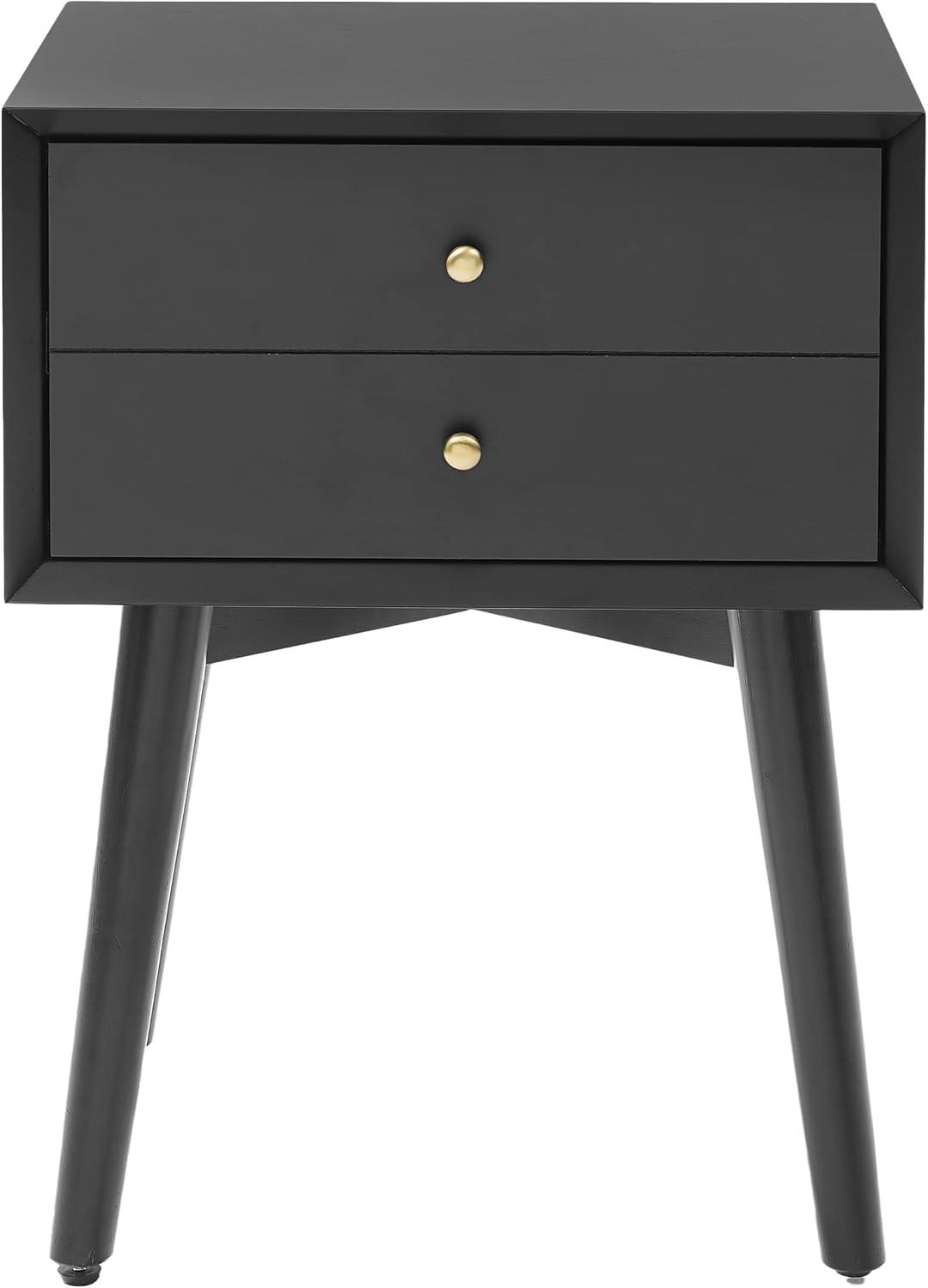 Landon Nightstand Matte Black - Crosley: Bedside Table with Storage, Wood Veneer, Metal Hardware