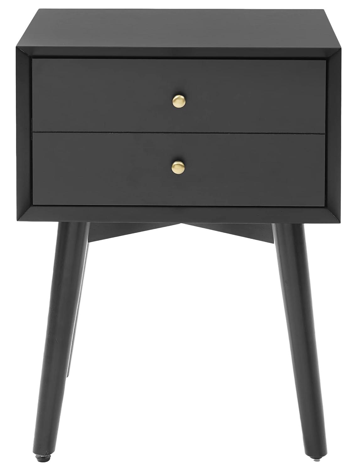 Landon Nightstand Matte Black - Crosley: Bedside Table with Storage, Wood Veneer, Metal Hardware