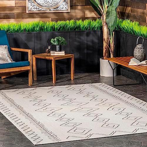 Ezri 10' Square Ivory Synthetic Indoor/Outdoor Moroccan Rug